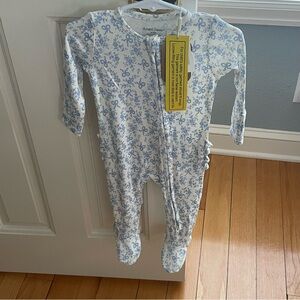 NWT Angel Dear Rib Modal Floral and Bow Print Ruffle Footie Pajama